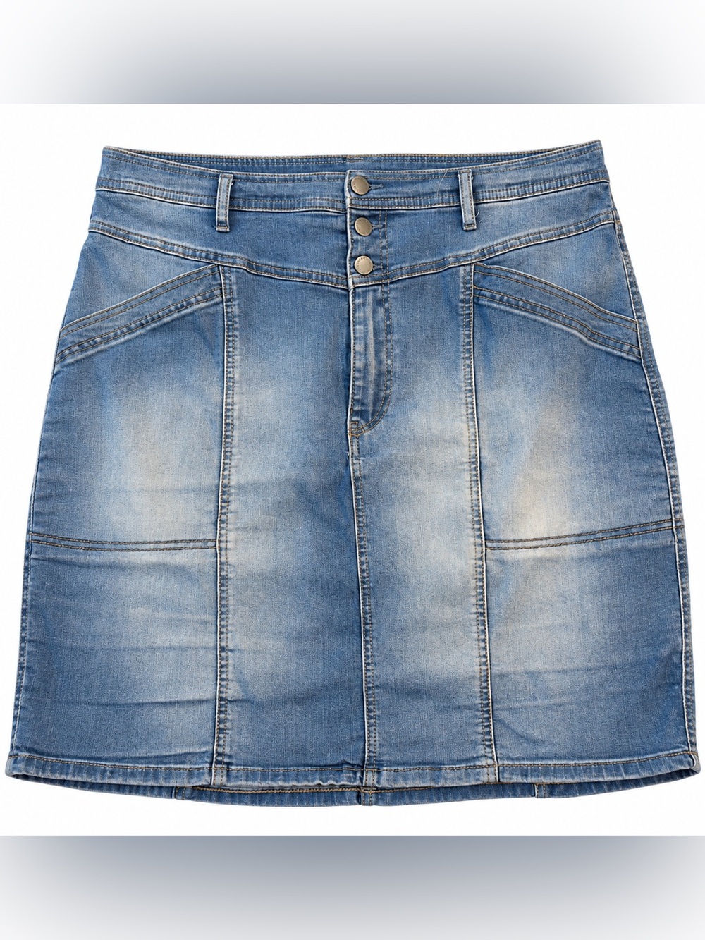 Knox Rose Women’s XL Denim Skirt Blue Button Front Boho A-Line Midi